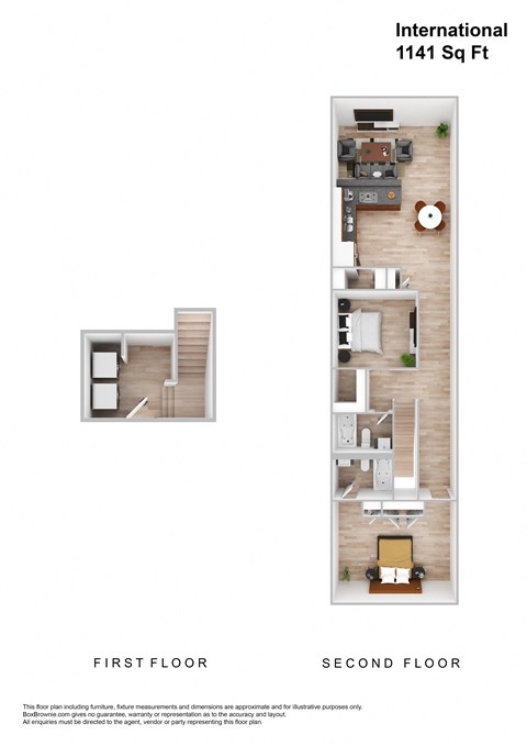 Floor plan for 2 beds, 2 baths, 1141 sqft